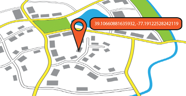 Geocoding provides the lat/long coordinates of an address